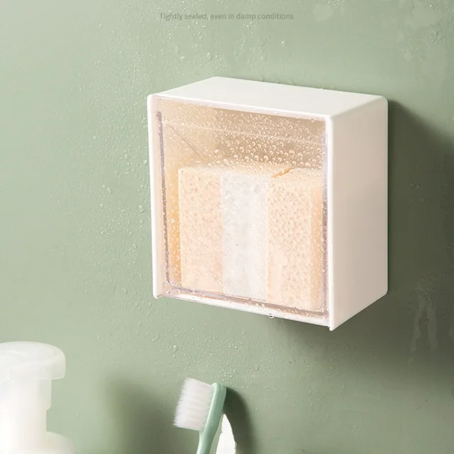 Műanyag Falra Szerelt Sminkszervező Kozmetikai Vízálló Tárolódoboz Irodai Fürdőszoba Pamut Párnák Ékszerek - Image 4