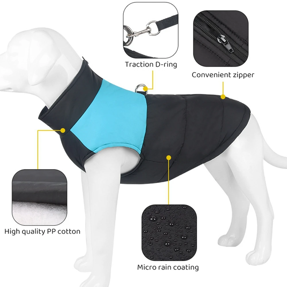 Waterproof Pet Dog Puppy Vest Jacket Winter Warm Dog Clothes Pet Padded Vest Zipper Jacket Coat Small Medium Large Dogs dog clothes