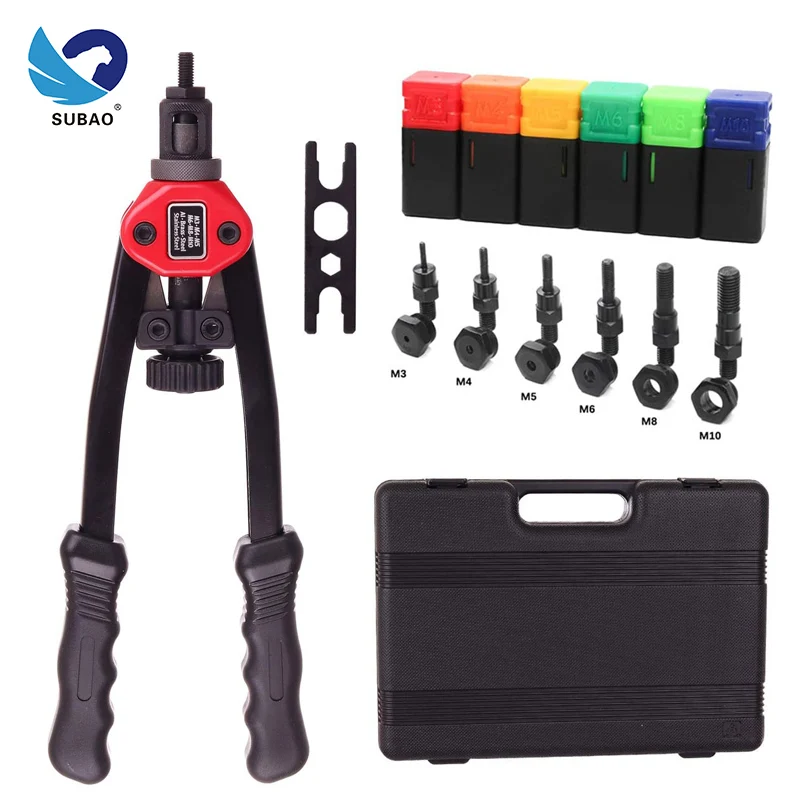 SUBAO Manual Rivet Gun Kit BT-605 Riveter Gun tool Hand Insert Rivet Nut Tool Manual Mandrels M3 M4 M5 M6 M8 M10 M12 HT2597 subbaorivet bt 603 manual rivet tool rivet nut setting tool nut setting device manual rivet machine with mandrel m3 m4 m5 m6