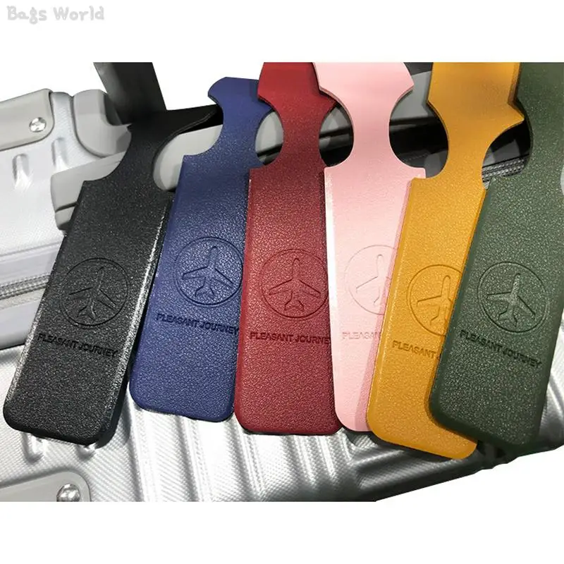 Luggage Tag 1x PU Leather Luggage Tag Portable Suitcase Identifier Label