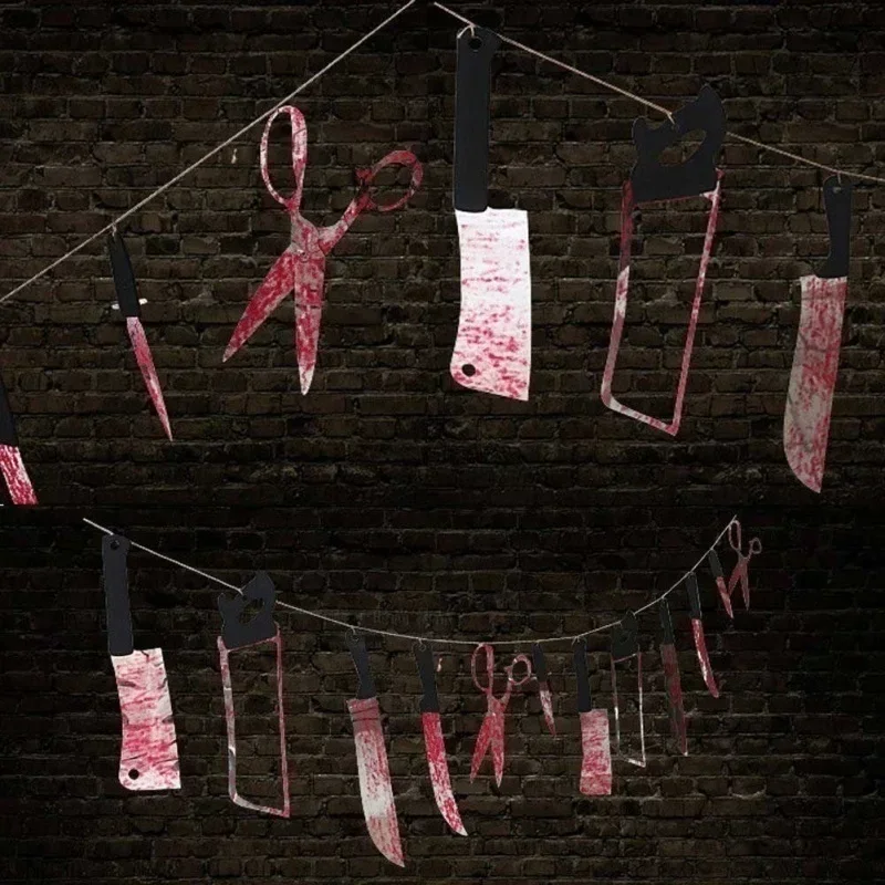 Halloween Decoration Horror House Bloody Weapons Garland Banner Halloween Bar Club Vampire Party Home Decorations Supplies