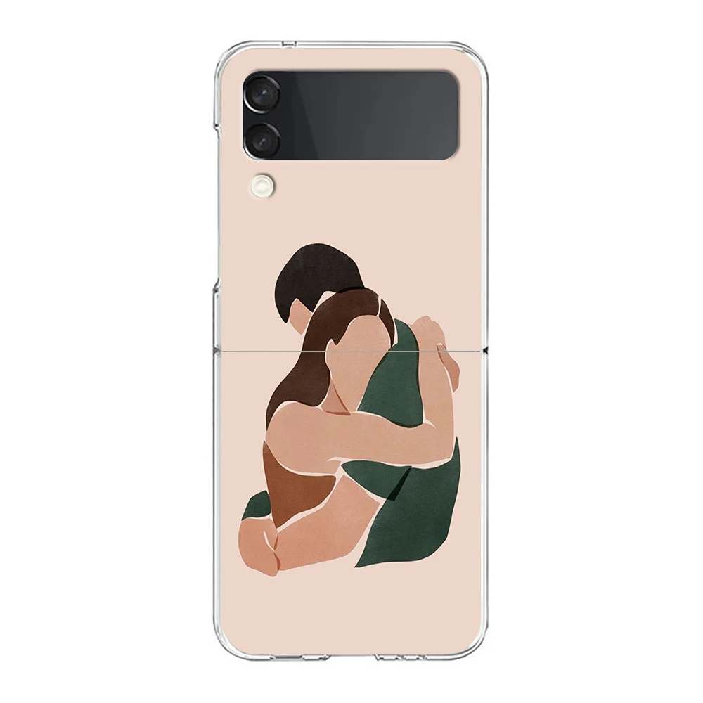 투명 폴드 하이 하드 PC 쉘, 삼성 갤럭시 Z 플립 3 4 5 용 휴대폰 케이스, 여아 엄마 가족용 커버