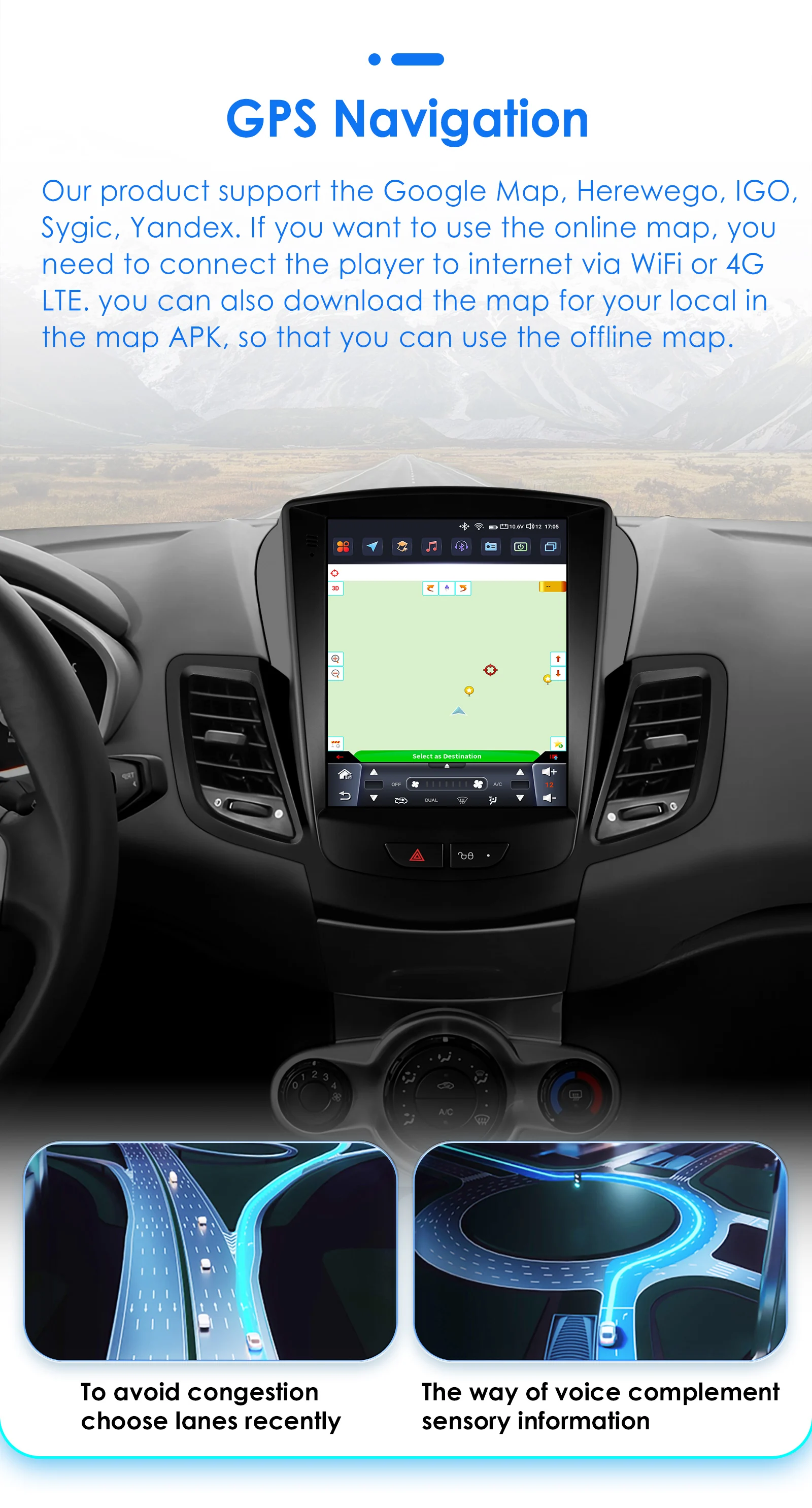 Hizpo 9,7 Zoll CarPlay Android Auto Autoradio für Ford Fiesta 2009–2016 Tesla Style Bildschirm 4G BT GPS RDS DSP SWC UIS7862 360CAM – Detail 29