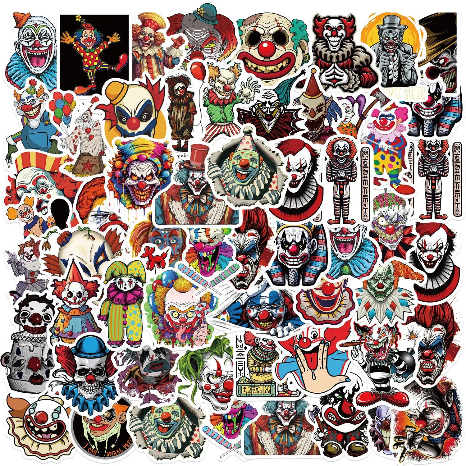 

50Pcs/Set Cartoon Clown Lovely Stickers Graffiti Decoration Skateboard Guitar Refrigerator Thermos Waterproof DIY Decal toys