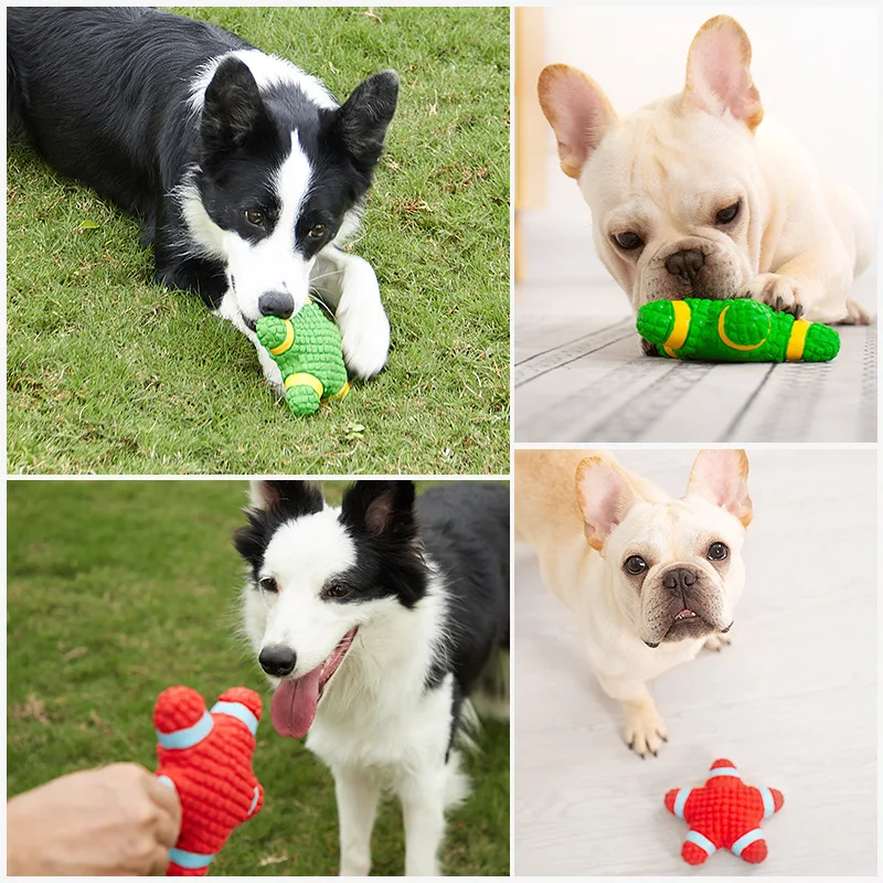 Squeaky Dog Toys Natural Latex Footballs Soft Bouncy Durable For Small Medium Large Dogs Interactive Chew Fetch Play Dog Toy 5