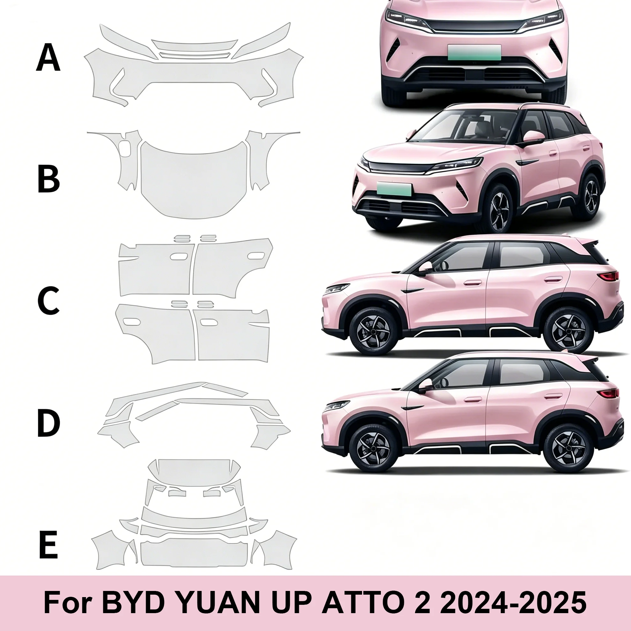 Pellicola Protettiva Trasparente in TPU per Carrozzeria Auto BYD YUAN UP ATTO 2 2024-2025