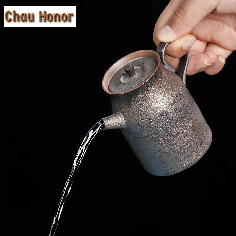 150ml Japanese Style Retro Gilding Pot Coarse Pottery Personal Side Of The Pot Handmade Teakettle Puer Teaware Office Decoration