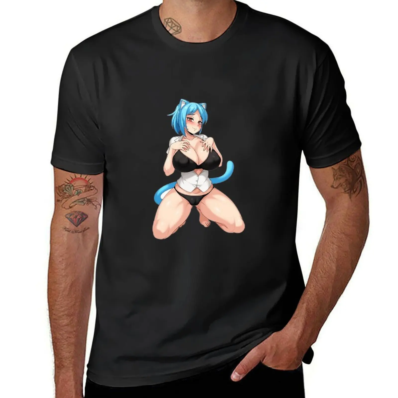 

Ecchi Waifu Anime Girl T-Shirt sweat quick drying oversized men workout shirt