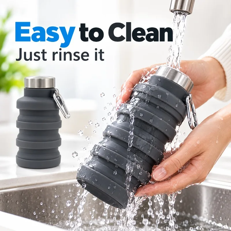 Compact Collapsible Silicone Travel Bottle - Portable and Versatile for Outdoor Adventures and Sports