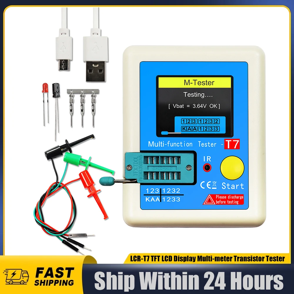 Digital multimeter transistor tester LCR-TC1 LCR-T7 Transistor Tester Multimeter Colorful Display TFT For Diode Triode MOS/PNP/NPN Capacitor Resistor Transistor