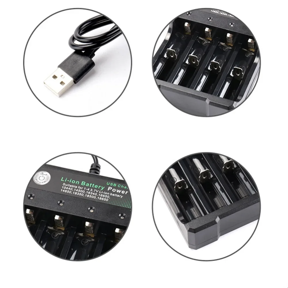 Rechargeable Lithium Batteries 12 4 Slots AC 110V 220V 18650 Battery Charger Black For 14500 14650 16650 18350 18500 18650 37V battery charger