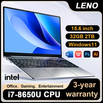 LENO NEW 15.6" Laptop Windows 11 Intel Core i7 8650U 32GB 2TB 1920*1080 HD Gaming Computer PC Gamer office Ultra Slim Notebook