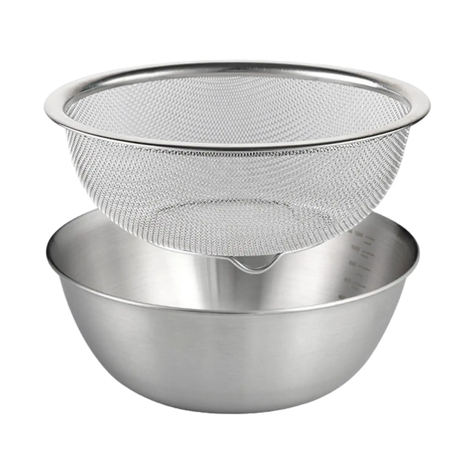 304 Stainless Steel Microporous Colander with Mixing Bowl for Washing Vegetables, Fruit and Rice and for Draining Cooked Pasta