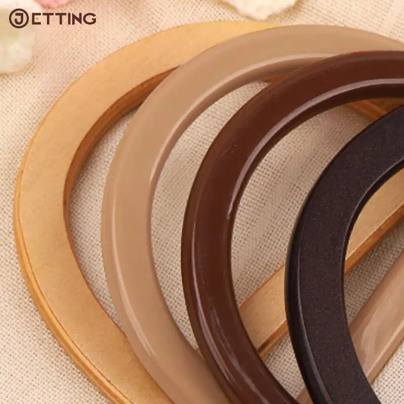 

D-образная деревянная/пластиковая ручка для сумок, сменные сумки ручной работы, аксессуары, ручка из искусственной кожи, полукруглая ручка