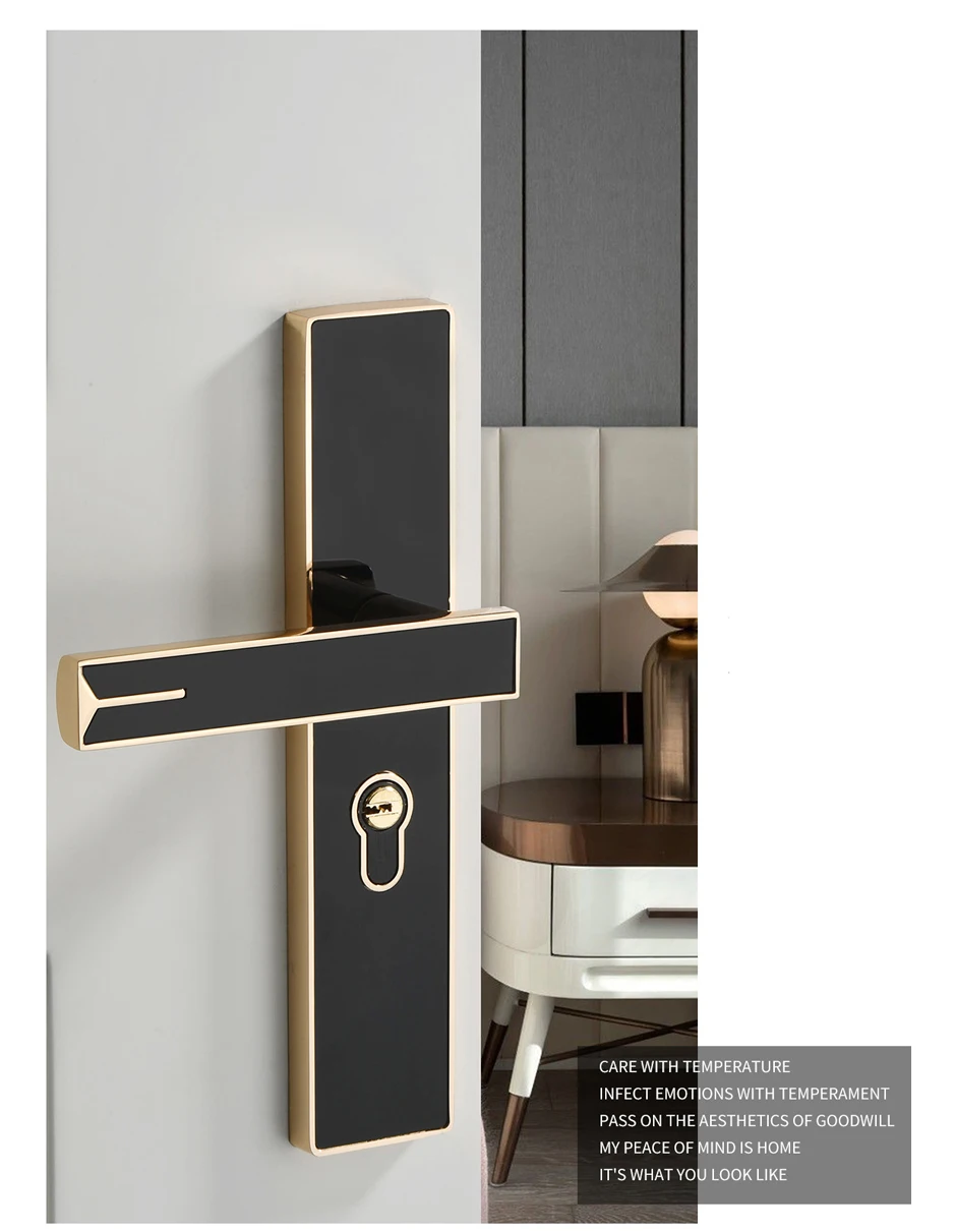 Description Picture 3 of itemSecurity Locks For Home Room Doors Safe House Set of Lock Retro Door Handle House Interior Door hHandle Bedroom Furniture Lock