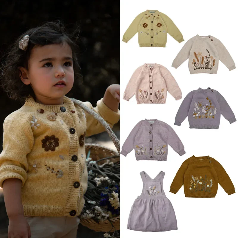 Kids Sweater Shirley Bredal Brand Girls Winter Clothes New Autumn Toddler Cardigan Embroidery Cotton Soft Baby Boys Knit Tops