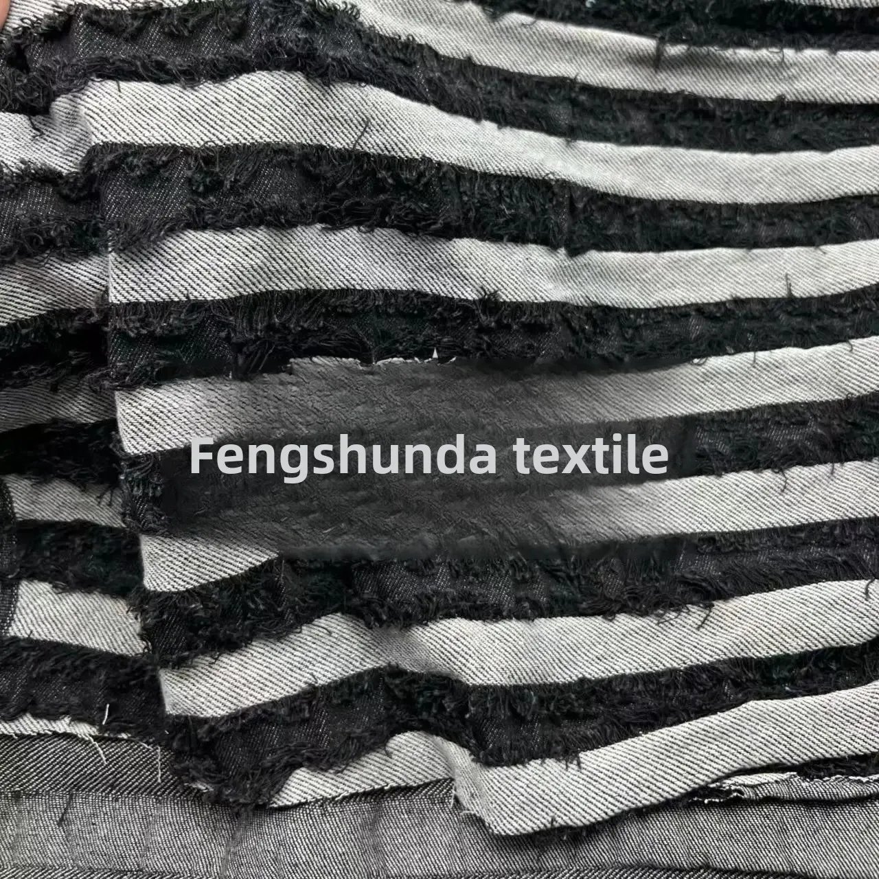 Washed Denim Fabric with Scissors Cut Flowers for Clothes Such as Pants Coats Skirts And Bags Chinese Origin Clothing Material