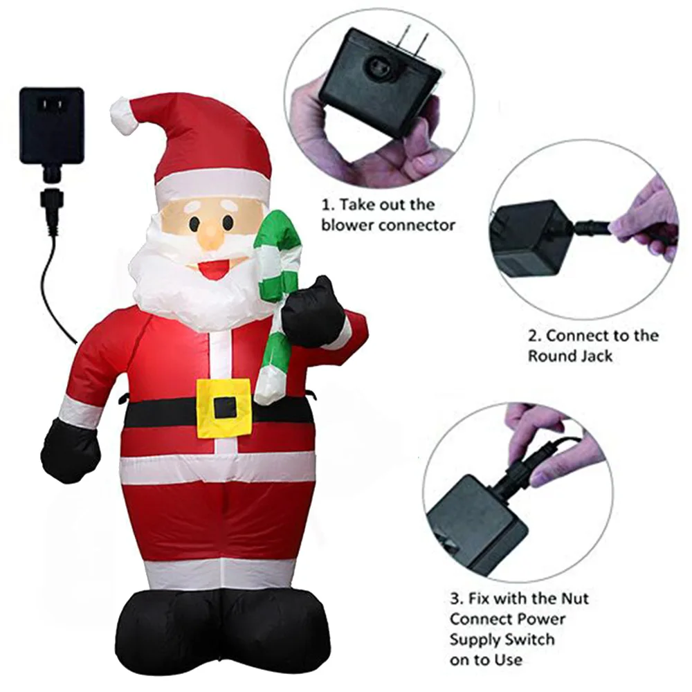 Inflatable Christmas Decorations 4 FT Inflatable Christmas Santa Claus with Candy Cane Waterproof Blow Up Lighted Yard Decoratio