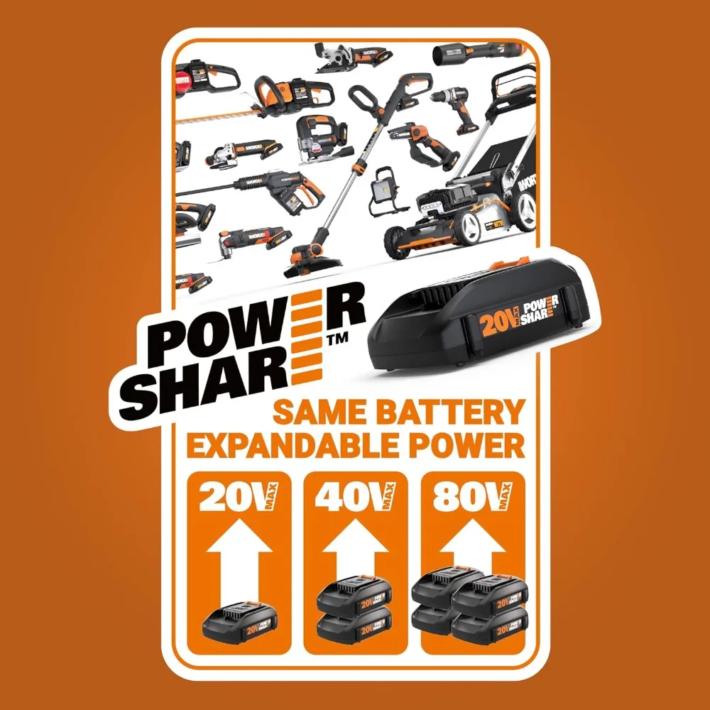 WG323 20V Power Share 10 Cordless Pole Chain Saw with Auto Tension Battery Charger Included AliExpress