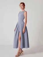 فستان سهرة نسائي منقسم للغاية ، بدون أكمام ، مرقع ، خصر بسحاب ، فساتين أنيقة ، موضة الربيع ، جديد ، 13DB5003 ، 1