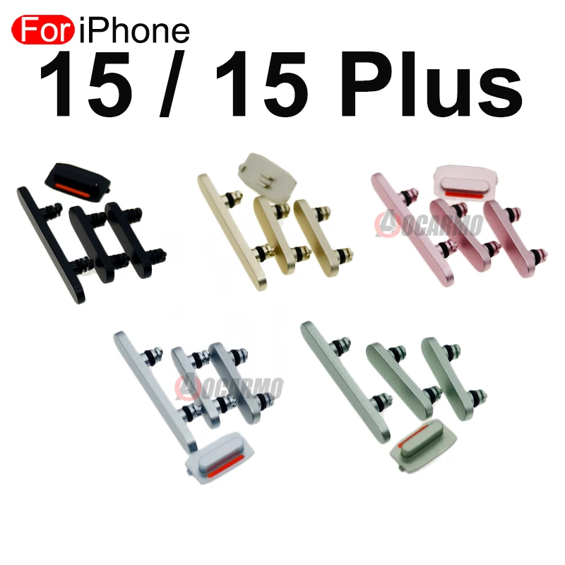 Aocarmo For Apple iPhone 15 15Plus Power On Off Volume Mute Button Complete Set Key Replacement Parts