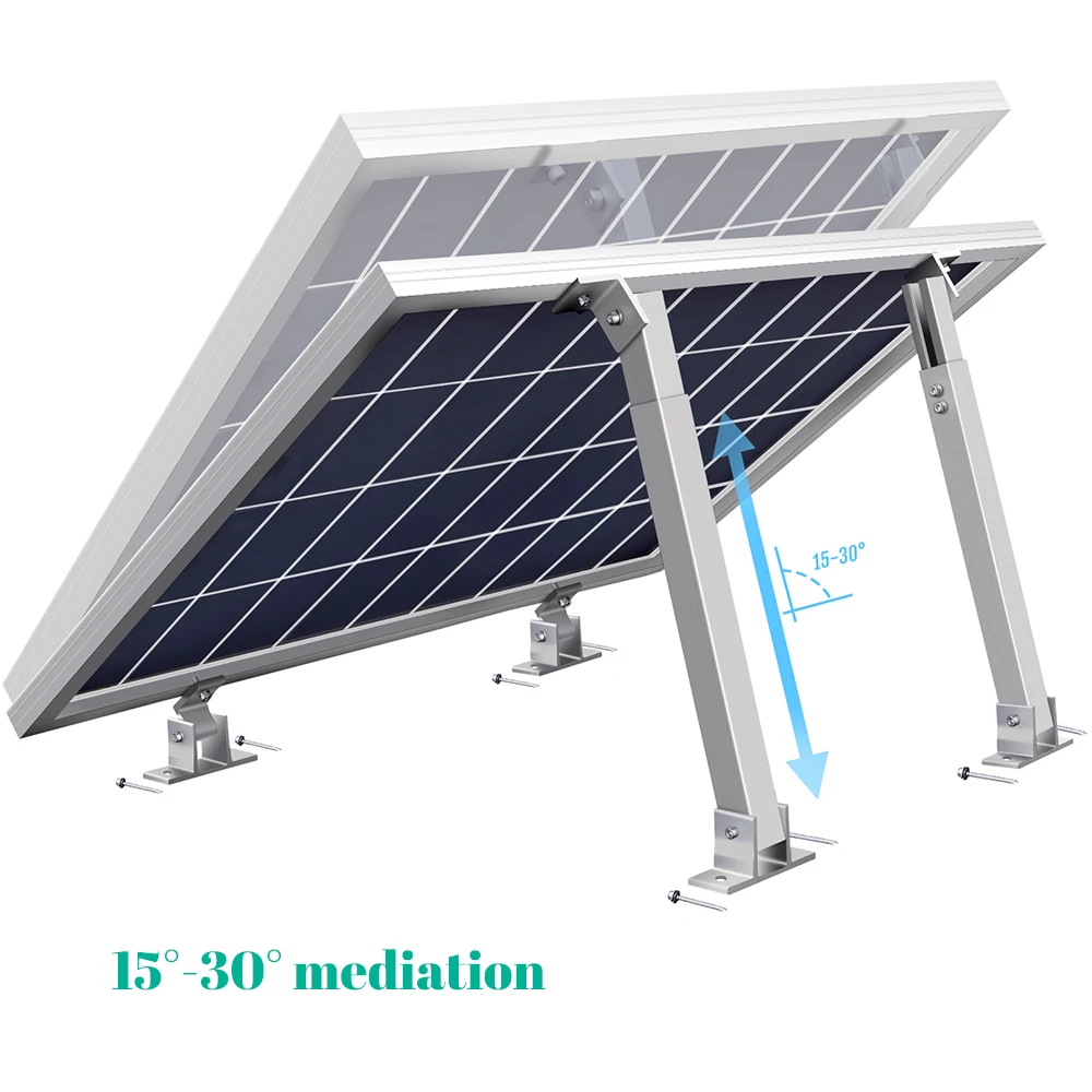 Solar Panel Racking RV Tilt 15-30 Degrees Solar Mount Brackets Roof Flat Surface Adjustable Thicken alloy material Foot Frame 2