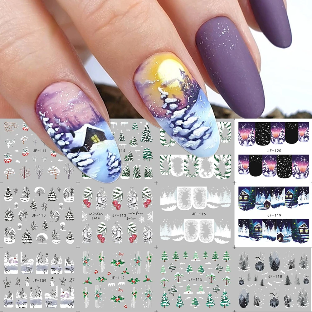 Description Picture 3 of itemChristmas Water Nail Decals Winter Forest Nail Stickers Snowy Tree New Year Decoration Transfer Sliders for Manicure NTJF109-120