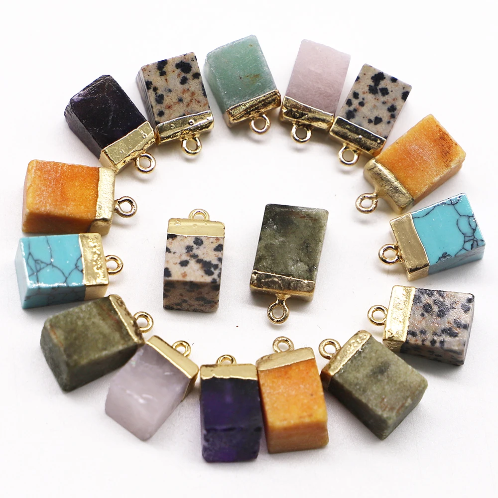 

10pcs/lot New Hotselling Natural Stone Pendants Trendy Assorted Mixed Irregular Cube Shape Charms Jewelry Accessories Wholesale