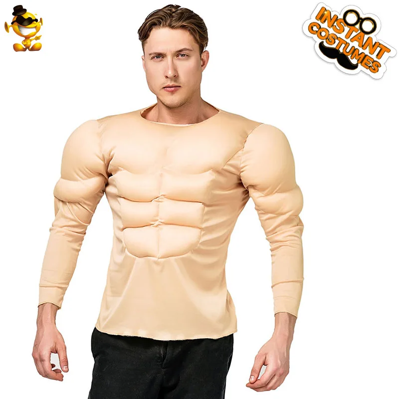 Adult Muscle Suit Muscle Man T-shirt Halloween Cosplay Cross Border Fake Abs T-shirt Party Costume Anime Cosplay