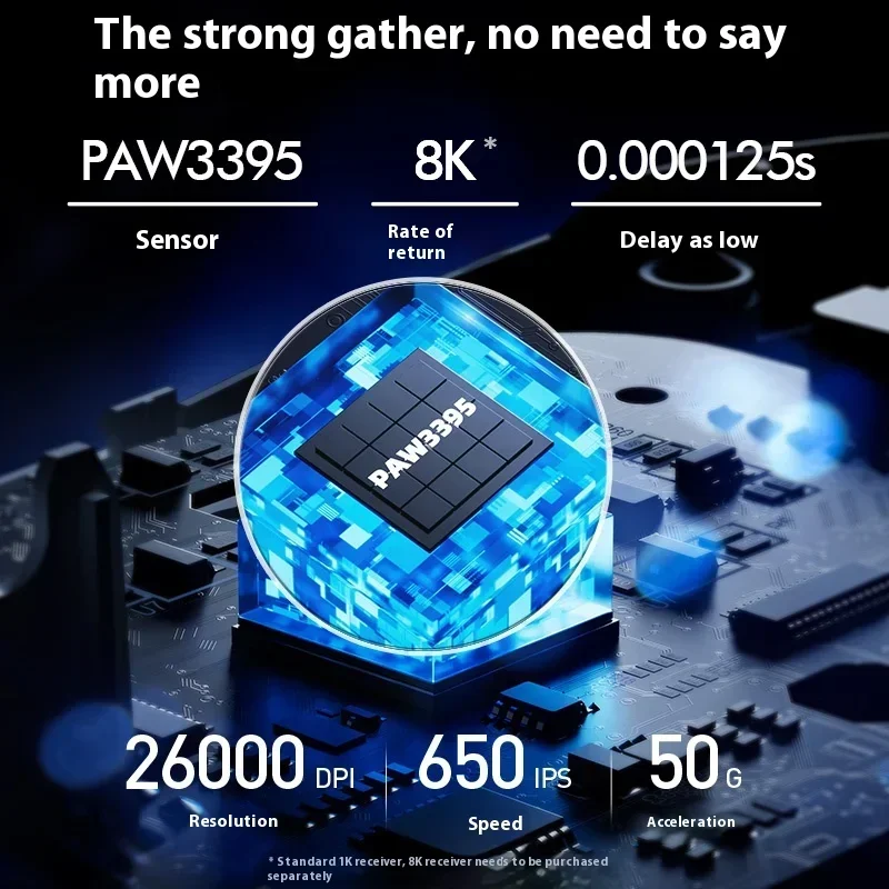 INPHIC In6 무선 마우스, 경량 FPS 저지연 게이밍 마우스, PC 게이머 선물, 8K PAW3395 센서, 3 가지 모드, 500mAh 배터리 수명