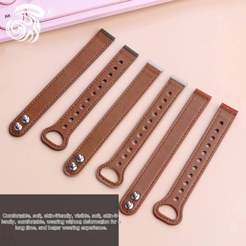 Stylish 14mm Genuine Leather Strap with Fashionable Loop Buckle