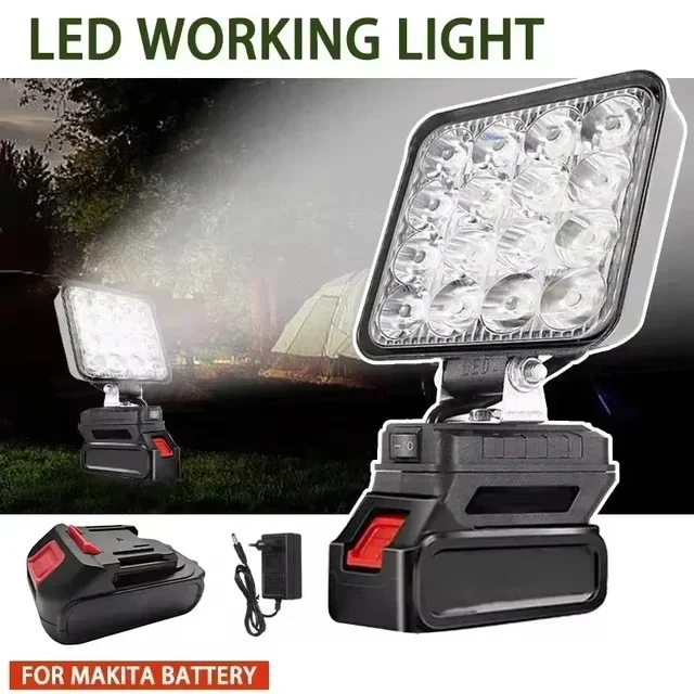 Lumière LED pour batterie Makita 4 pouces projecteur Portable sans fil travail en plein air pêche outil d'urgence portatif lumière sans batterie pas USB 1