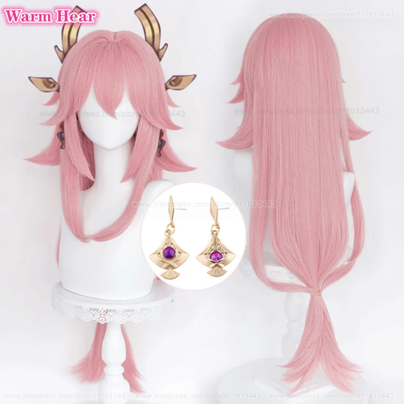 

Парик для косплея Yae Miko Женский, термостойкие искусственные волосы для косплея аниме, цвет РОЗОВЫЙ, 85 см