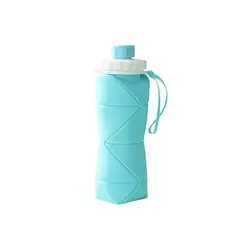 Eco - Friendly Foldable Silicone Water Bottle - 600ML, Leak - Proof and Reusable (600ml Blue)