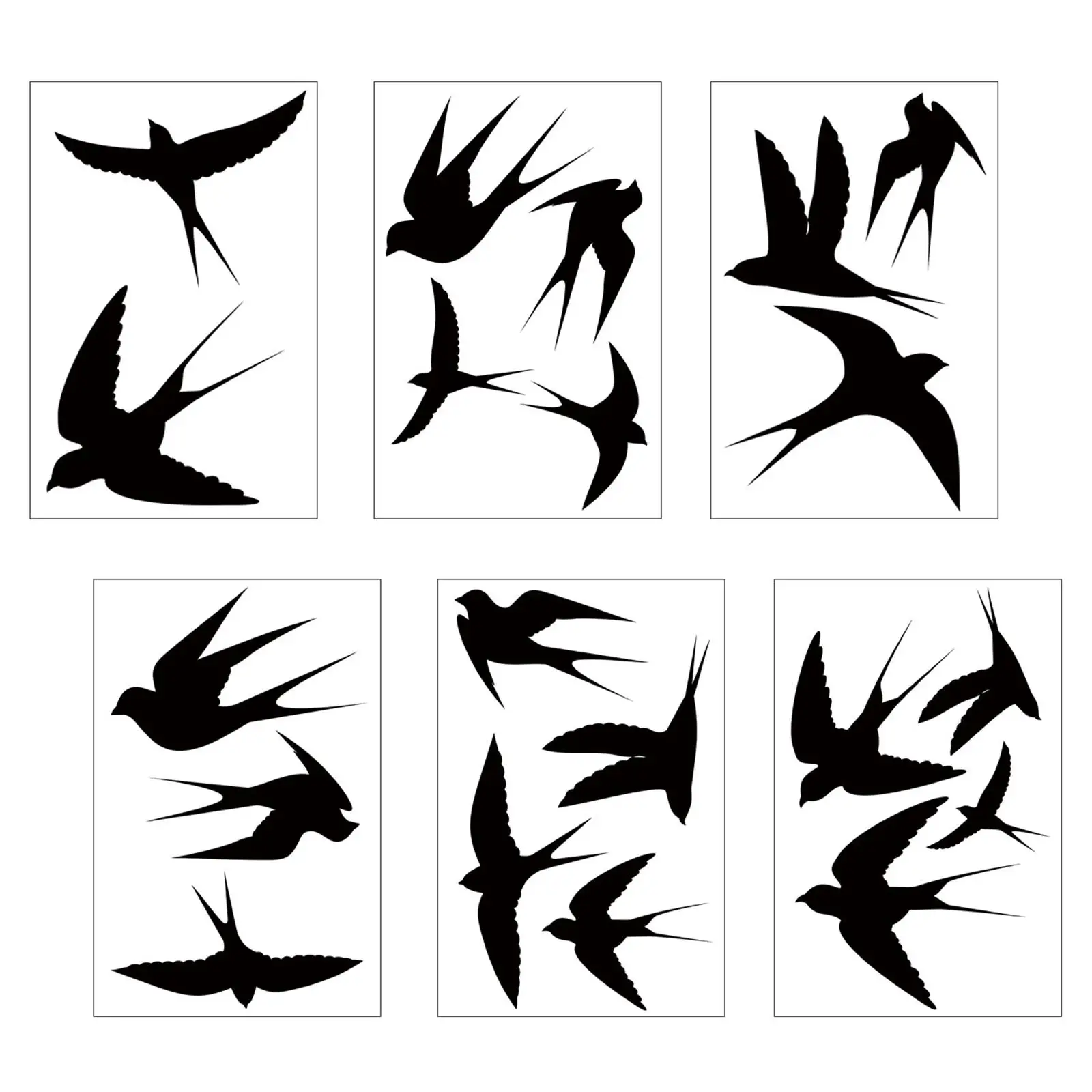 Swallow Stickers 6 Sheets 20Pcs Birds Prevent Birds Strikes Home Decor PVC Window Decoration Static wall sticker window stickers