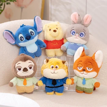 Original With Tag Zootopia Pooh Bear Stitch Plush Toy High Quality Stuffed Judy Nick Leopard Sloth Plushies Children Room Decor