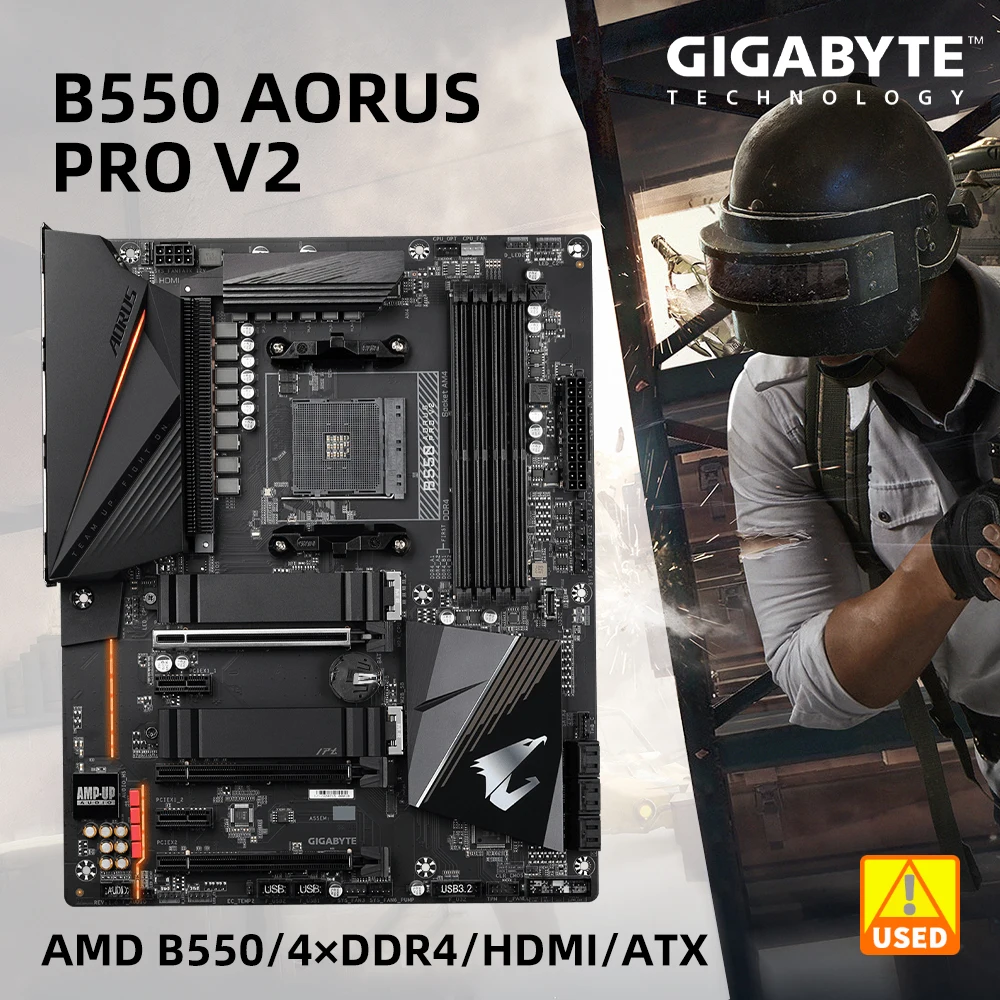 Usato Gigabyte B550 Aorus Pro V2 Amd B550 Amd Am4 4 Xddr4 Dimm 128 Gb Pci-E 3.0 1 X M.2 Sata 3 Usb 3.2 Hdmi Rj-45 Atx Scheda Madre