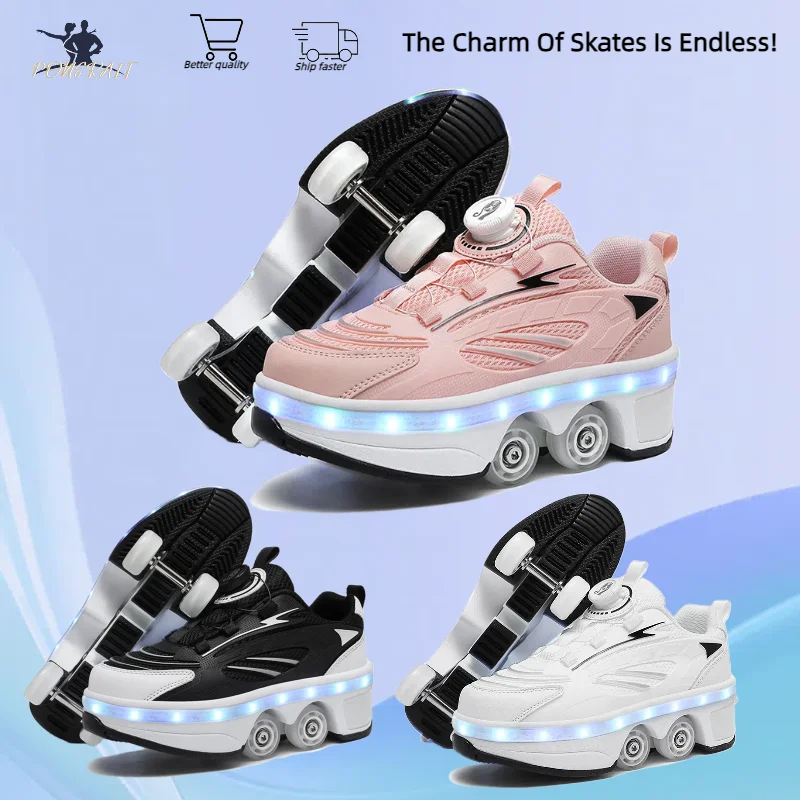 

Boys Roller Skates 4 Boys and Girls Roller Skates Adult Outdoor Fashion Leisure Removable Luminous Roller Shoes