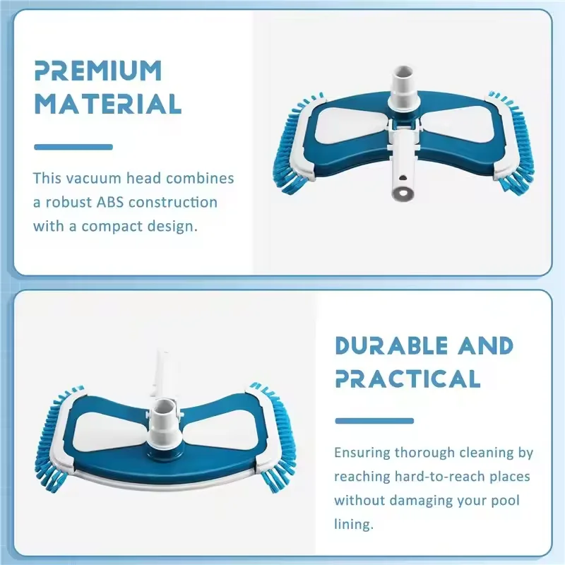 Portable & Durable Vacuum Head with Side Brushes for Efficient Pool Cleaning