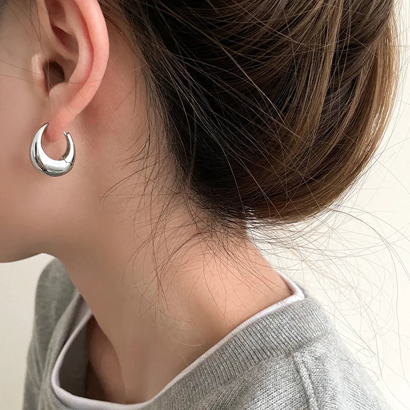 Metallic Punk Oval Hoop Earrings