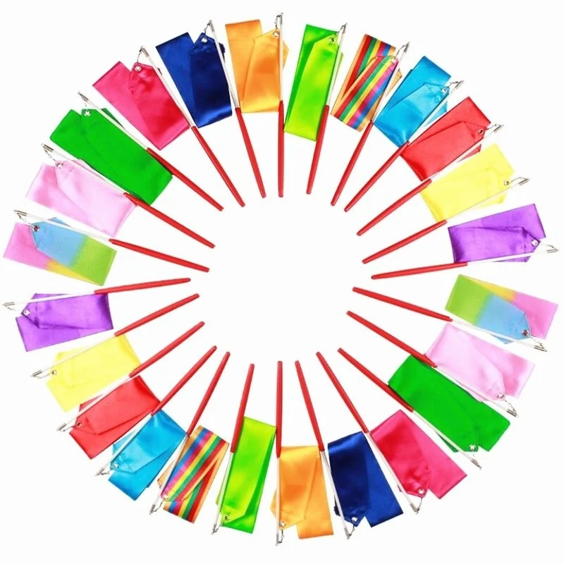 Colorful Gym Ribbons 4M Dance Ribbon Rhythmic Art Gymnastics Ballet Streamer Twirling Rod Rainbow Stick Training gymnastics ribbon gymnastics streamer rod gymnastics dance accessories