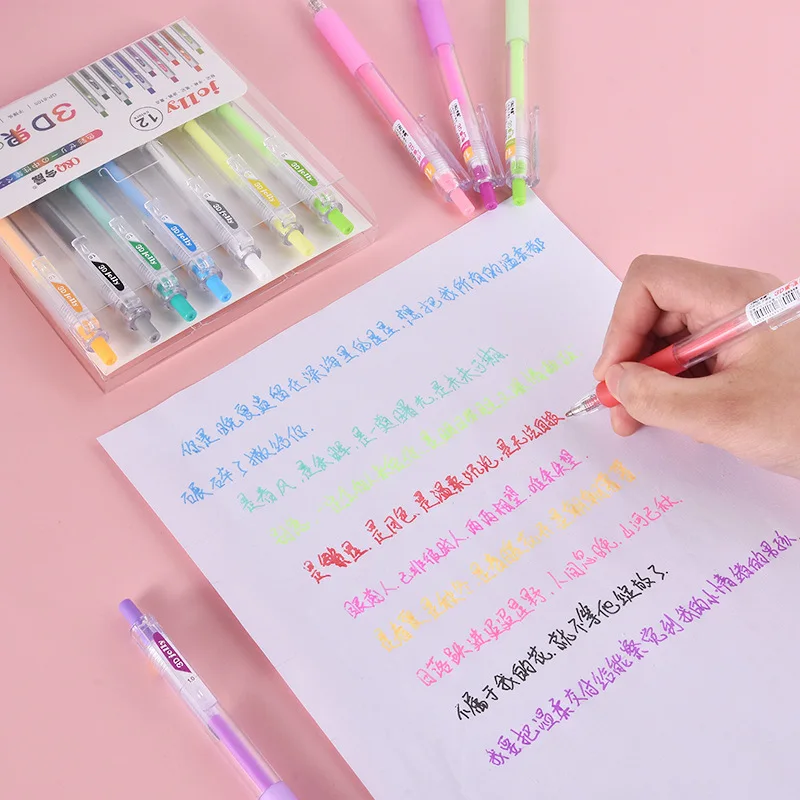 3D Three-dimensional Jelly Pen Color Gel Pen Student Cute Pen DIY Multi-color Painting Pen Graffiti Ceramic Metal Glass Nail Pen 4