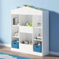 Kids Toy Storage Organizer, 12 Cubby Castle Bookcase and Bookshelf, Nursery Childrens Toddlers Dollhouse Kid Bookshelf 1