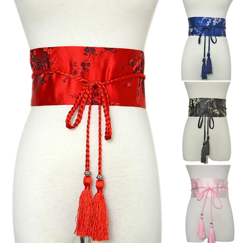 

Fashion Bowknot Luxury Floral Printed Kimono Belt Wide Waist Band Corset Cummerbands Corset Waistband