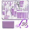 30 Pcs Purple Manicure Set Professional travel kit Stainless Steel Solid Manicure Kit Nail Care Kit With Pink Case Valentine 2