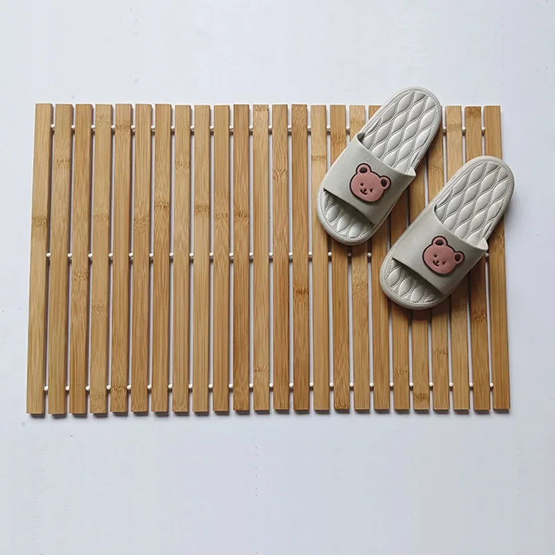 Floor Mat Bathroom Mat Absorbent Bathroom Mat Bathroom Floor Mat Bath Mat Bamboo Bath Mat Bathroom Long Rugs Floor Wood Shower Bathtub Waterproof Non Slip Accessories Fold Floor Shower Bath Mat for SPA