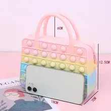 

Large Size Pop It Fidget Toys Push Bubble Toy Coin Purse Wallet Lady Handbag Silica Simple Dimple Crossbody Bag for Kid Gift Pop