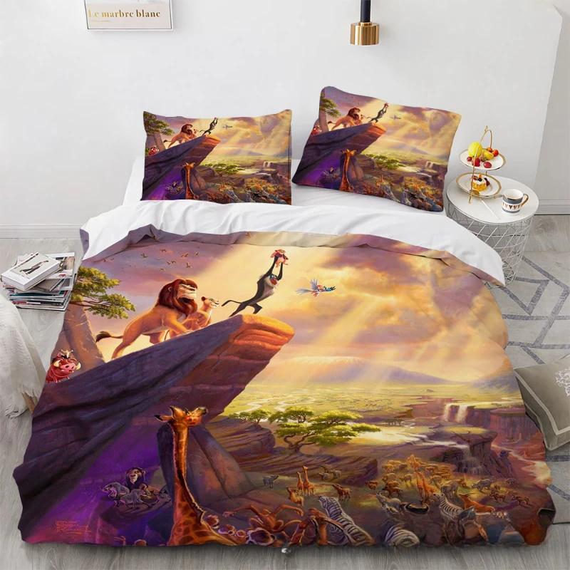 thumbnail image 1 of Disney-juego de ropa de cama de El Rey León para niños, funda de edredón, funda de almohada, dibujos animados de Anime Kawaii, ropa de cama para dormitorio, regalo de cumpleaños, 1 of 5
