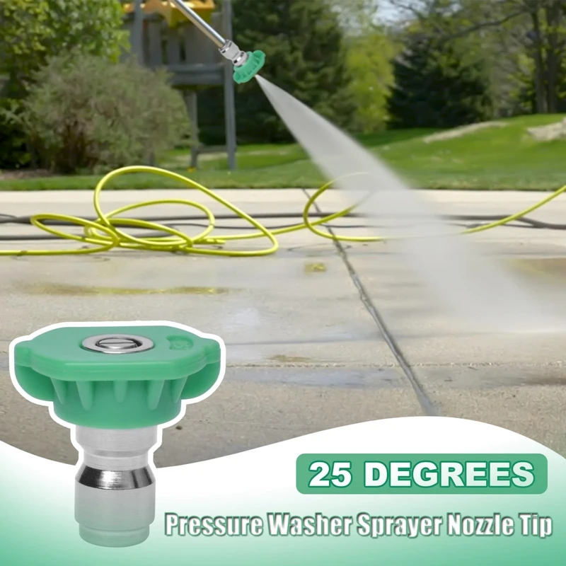 Pressure Washer Sprayer Nozzle Tip 1/4" Quick Connect,Green 25 Degree Nozzle Pressure Washer Accessories 4000 Psi 5 Pack 3