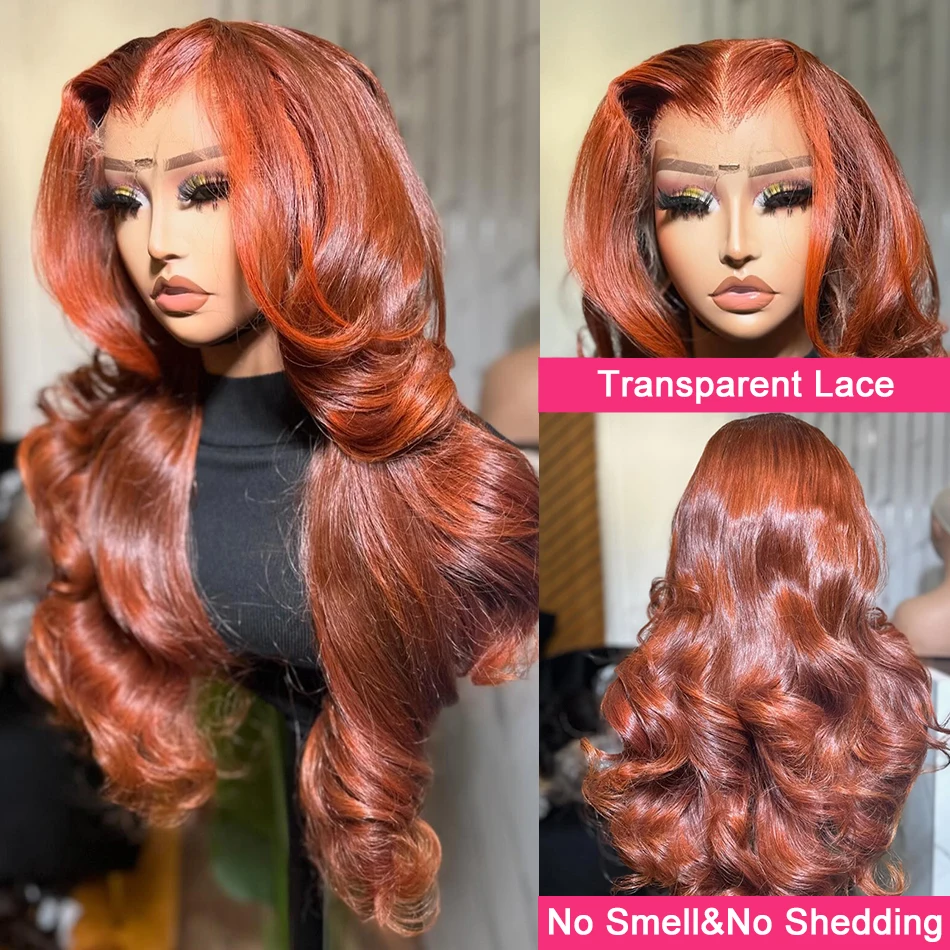 Reddish Brown Body Wave HD 13x4 13x6 Lace Frontal Human Hair Wig Colored Brazilian Remy Human Hair Wigs for Women Pre Plucked human hair wig